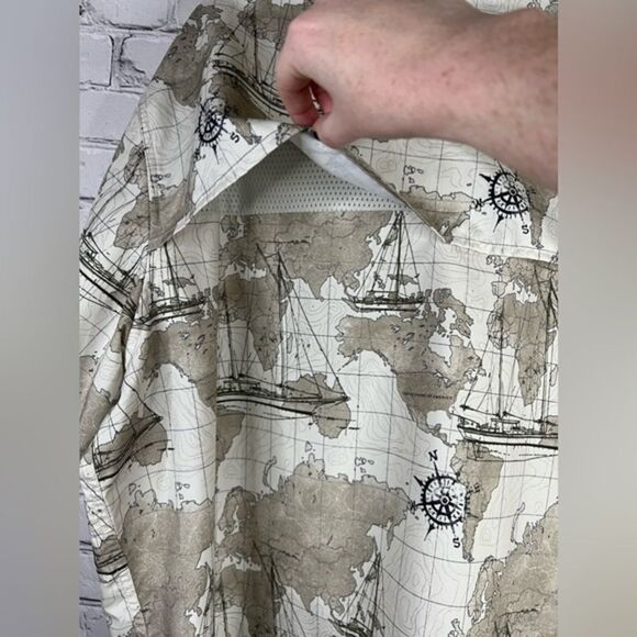 Chaps Nautical Performance Map‎ Sailboat Vented Fishing Shirt XXL Lightweight - Picture 9 of 9